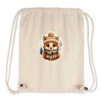 Fuchs mit Mütze und Schal - Stanley/Stella recycelter Gym Bag - Naturweiß - Vorne