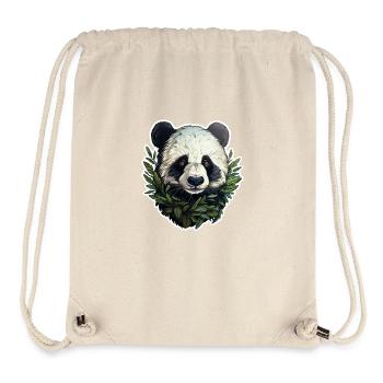 Panda jetant un coup d’œil hors des feuilles - Sac à cordon recyclé Stanley/Stella - blanc naturel - Devant