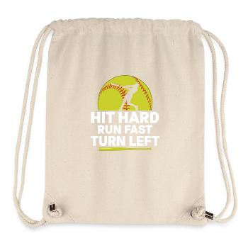 Hit Hard Run Fast Turn Left Softball Baseball - Stanley/Stella Recycled Gym Bag - natural - Front