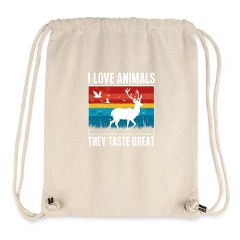 Ich liebe Tiere, sie schmecken super! - Stanley/Stella recycelter Gym Bag - Naturweiß - Vorne
