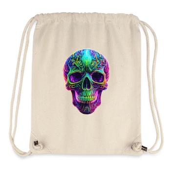 Neonfarbener, bunter Totenkopf - Stanley/Stella recycelter Gym Bag - Naturweiß - Vorne
