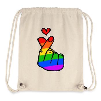 Peace Heart Love Rainbow Mouvement pour la paix - Sac à cordon recyclé Stanley/Stella - blanc naturel - Devant
