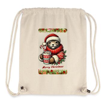 Christmas otter with hot chocolate - Stanley/Stella Recycled Gym Bag - natural - Front