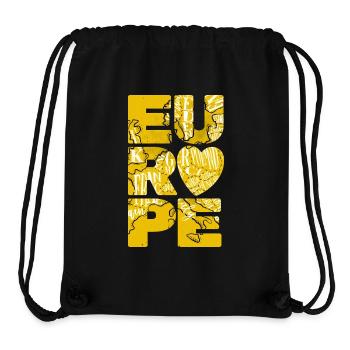Europen Map inside Bold 'EUROPE' letters, Yellow - Stanley/Stella Recycled Gym Bag - black - Front