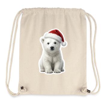 Petit ours glace avec un chapeau de Père Noël - Sac à cordon recyclé Stanley/Stella - blanc naturel - Devant