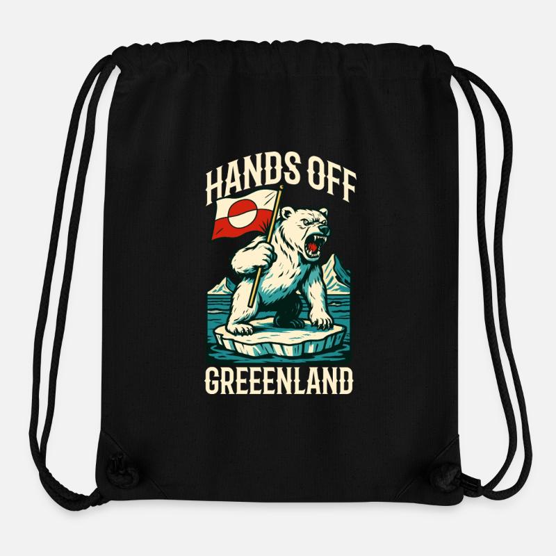 Hands Off Greenland Flag Arctic Polar Bear - Stanley/Stella Recycled Gym Bag - black