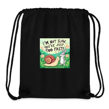 A rabbit and a snail "Slow and Fast" - Stanley/Stella Recycled Gym Bag - black - Front