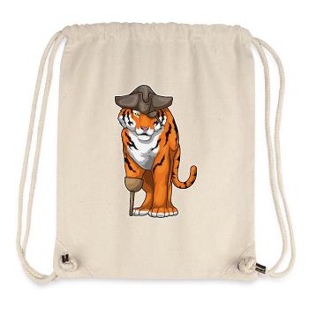 Tiger Pirat Holzbein Augenklappe - Stanley/Stella recycelter Gym Bag - Naturweiß - Vorne
