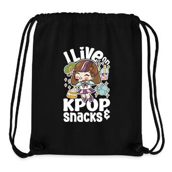 Design coréen amusant - Un incontournable pour la K-Pop - Sac à cordon recyclé Stanley/Stella - noir - Devant