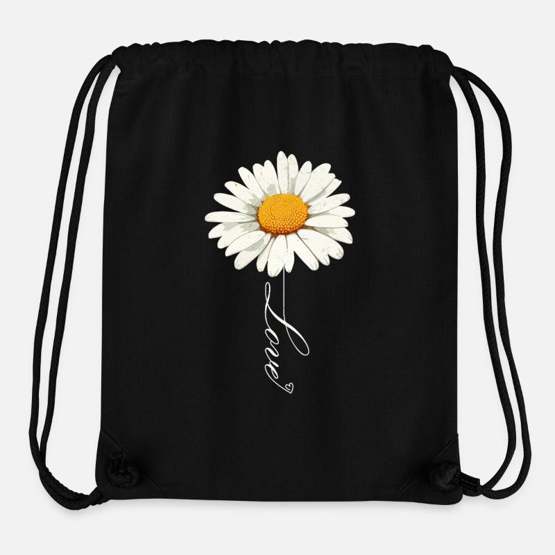 Gänseblümchenblume mit Liebe Skript - Stanley/Stella recycelter Gym Bag - Schwarz