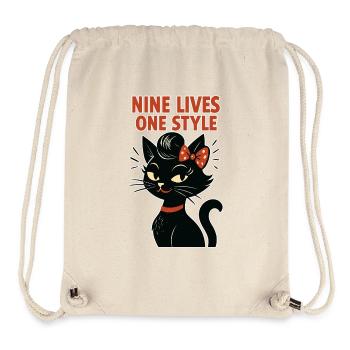 Rockabilly Katze: 50er Jahre Retro - Stanley/Stella recycelter Gym Bag - Naturweiß - Vorne