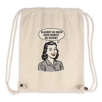 Retro Frau mit Glaubst du noch Schriftzug - Stanley/Stella recycelter Gym Bag - Naturweiß - Vorne