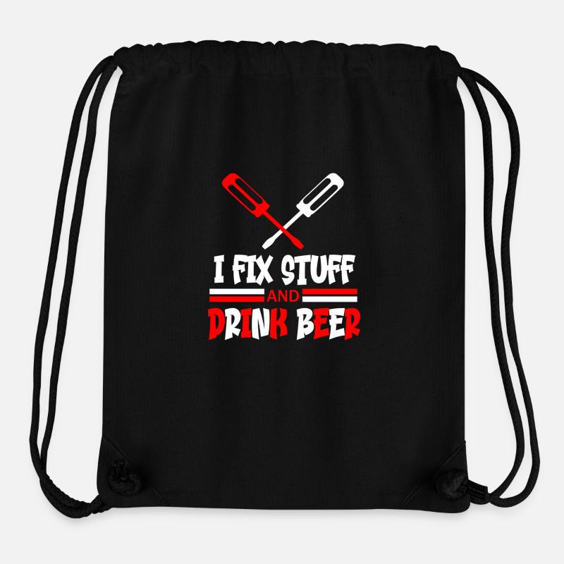 I fix stuff and drink bear funny quote - Stanley/Stella Recycled Gym Bag - black