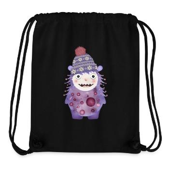 cute purple monster with winter hat - Stanley/Stella Recycled Gym Bag - black - Front