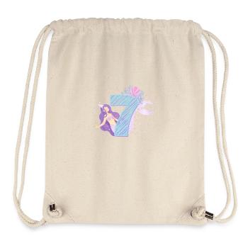 Seventh Birthday Mermaid Girl Kids 7th - Stanley/Stella Recycled Gym Bag - natural - Front