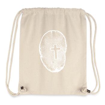 Empreinte digitale Croix Catholique Chrétienne Symbole - Sac à cordon recyclé Stanley/Stella - blanc naturel - Devant