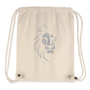 tête de lion argenté - Sac à cordon recyclé Stanley/Stella - blanc naturel - Devant