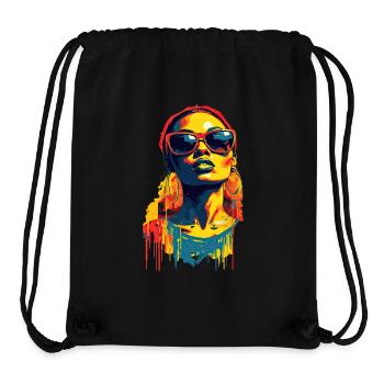 Beautiful female paint art Face colorful woman - Stanley/Stella Recycled Gym Bag - black - Front