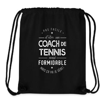 coach Tennis formidable cadeau sport tennis - Sac à cordon recyclé Stanley/Stella - noir - Devant