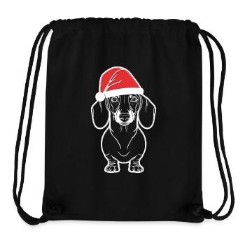 Teckel pour Noël, Lineart - Sac à cordon recyclé Stanley/Stella - noir - Devant