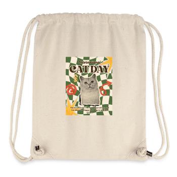 International Cat Day Retro Print - Stanley/Stella Recycled Gym Bag - natural - Front