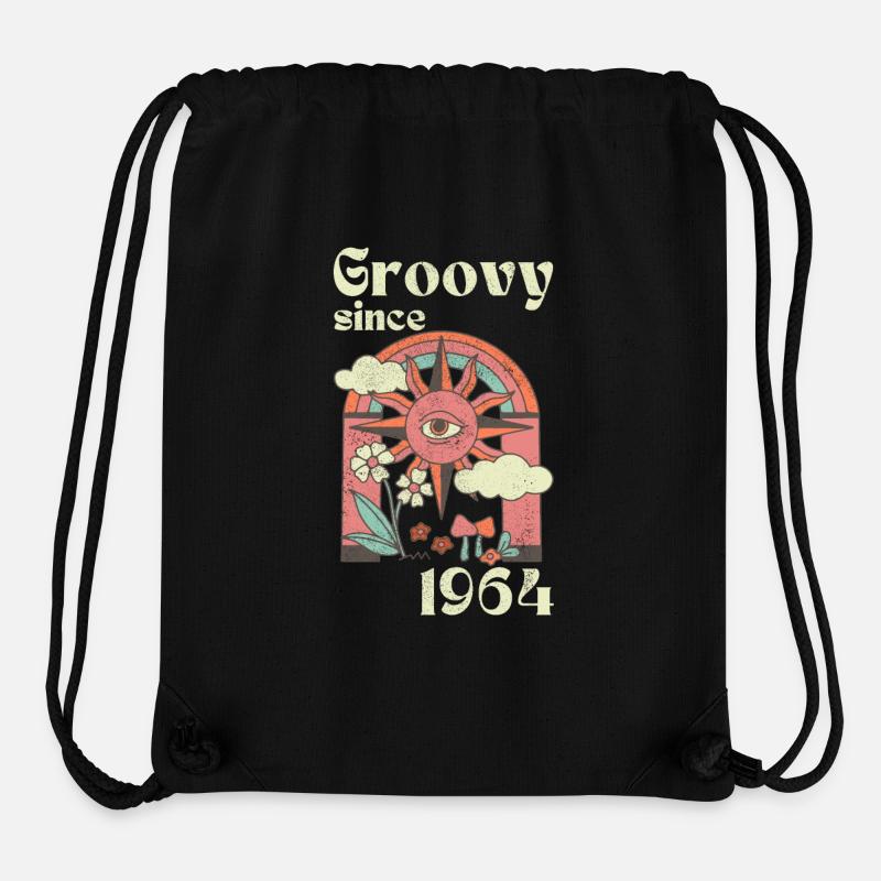 Groovy depuis 1966 avec des graphismes rétro - Sac à cordon recyclé Stanley/Stella - noir