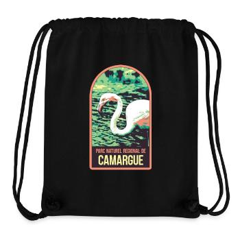 Flamand Rose Camargue : Nature Enchantée - Sac à cordon recyclé Stanley/Stella - noir - Devant