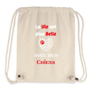 La vie est plus belle avec des chiens - Sac à cordon recyclé Stanley/Stella - blanc naturel - Devant