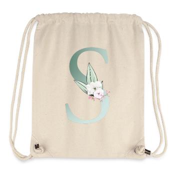 S Monogramme, Floral, Personnalisable - Sac à cordon recyclé Stanley/Stella - blanc naturel - Devant