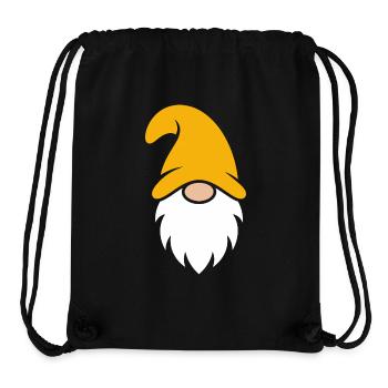 Gnome de Noël au chapeau jaune - Sac à cordon recyclé Stanley/Stella - noir - Devant