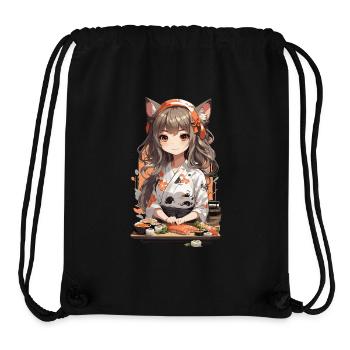 Kawaii Sushi Meister Anime Girl Design - Stanley/Stella recycelter Gym Bag - Schwarz - Vorne