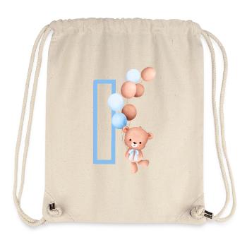 Blue Letter i Bear - Stanley/Stella Recycled Gym Bag - natural - Front