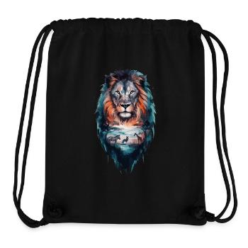 Paysage de lion majestueux Art africain - Sac à cordon recyclé Stanley/Stella - noir - Devant