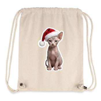 Chat Sphinx - Chaleureux à Noël - Sac à cordon recyclé Stanley/Stella - blanc naturel - Devant