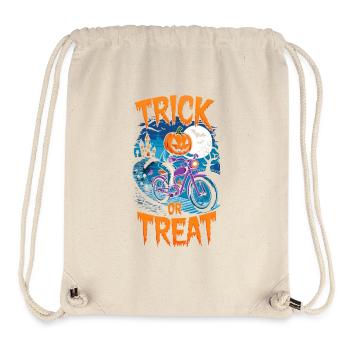 Halloween Süßes oder Saures Kürbis Fahrrad - Stanley/Stella recycelter Gym Bag - Naturweiß - Vorne