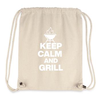 RESTEZ CALME ET GRILLEZ, GRILLEZ AU FEU GRILLEZ LA VIANDE DE FÊTE - Sac à cordon recyclé Stanley/Stella - blanc naturel - Devant