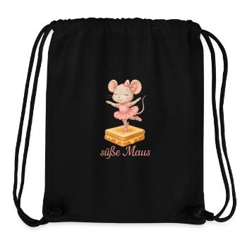 Mignon ballerine souris sur sandwich au fromage - Sac à cordon recyclé Stanley/Stella - noir - Devant