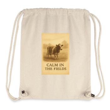 Calm in the Fields Vintage-Kuh - Stanley/Stella recycelter Gym Bag - Naturweiß - Vorne