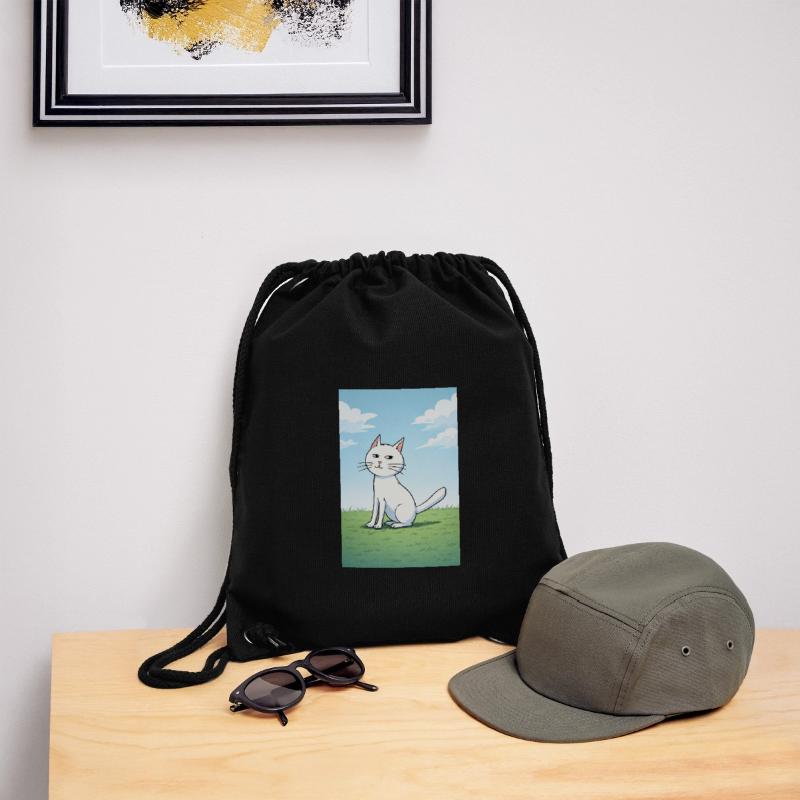 Weiße Katze mit frechen Blick Stanley/Stella recycelter Gym Bag