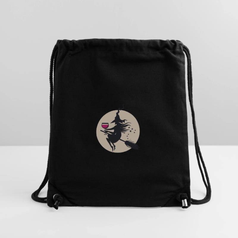 Sorcière au clair de lune sur balai avec du vin Sac à cordon recyclé Stanley/Stella