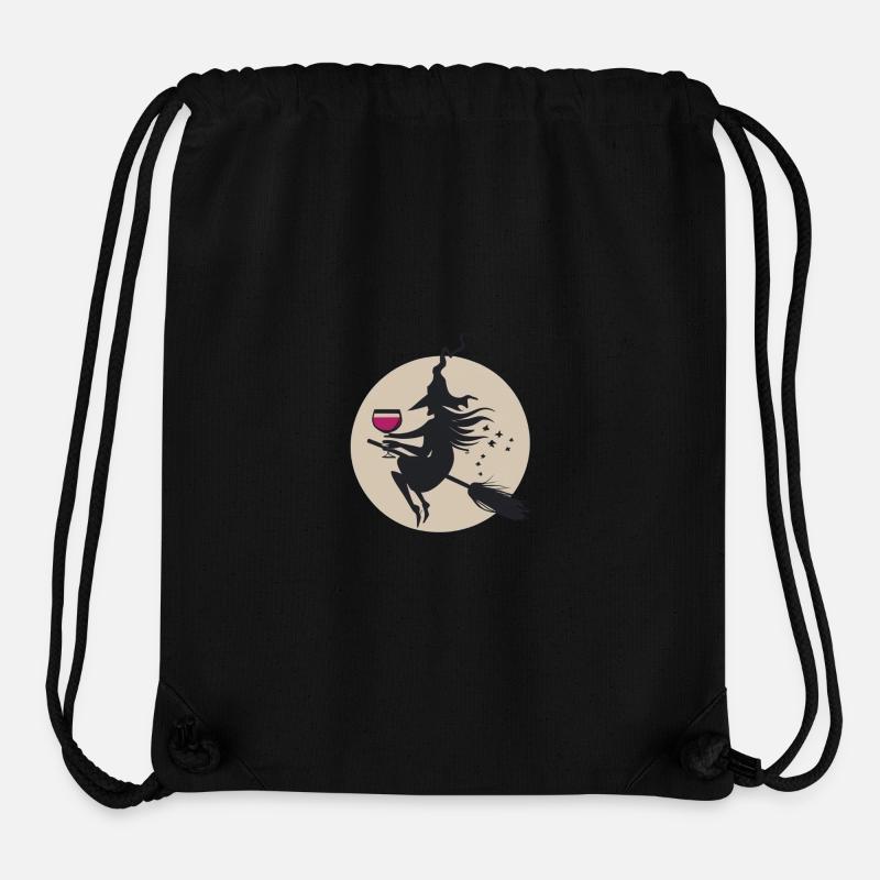 Moonlit Witch on Broom with Wine - Stanley/Stella Recycled Gym Bag - black