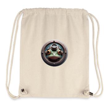 Frosch mit Taucherhelm schaut durch Bullauge - Stanley/Stella recycelter Gym Bag - Naturweiß - Vorne