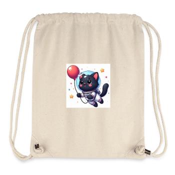 Süsse Weltraumkatze mit roten Ballon mit Sternen - Stanley/Stella recycelter Gym Bag - Naturweiß - Vorne