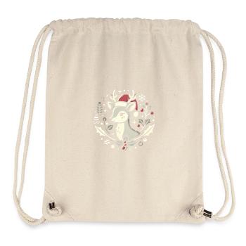 Cerf de Noël festif au chapeau de Père Noël - Sac à cordon recyclé Stanley/Stella - blanc naturel - Devant