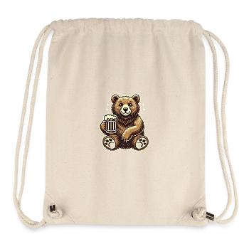Funny BeerLoving Bear Cartoon Design - Stanley/Stella Recycled Gym Bag - natural - Front