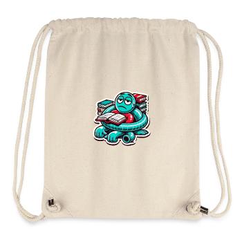 Exhausted Book Lover Cartoon Design - Stanley/Stella Recycled Gym Bag - natural - Front