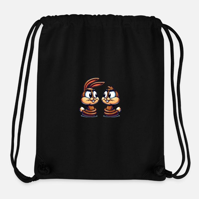 Lustige Kaninchen-Konversations-Karikatur - Stanley/Stella recycelter Gym Bag - Schwarz