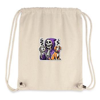 Skeleton Coffee Lover with Dog - Stanley/Stella Recycled Gym Bag - natural - Front