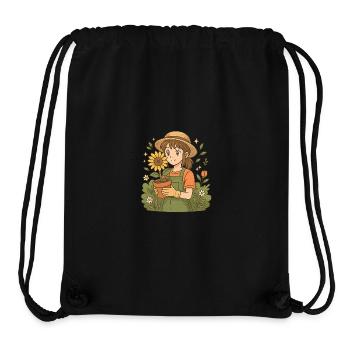 Sunflower Garden Girl - Jardinier d’anime mignon - Sac à cordon recyclé Stanley/Stella - noir - Devant