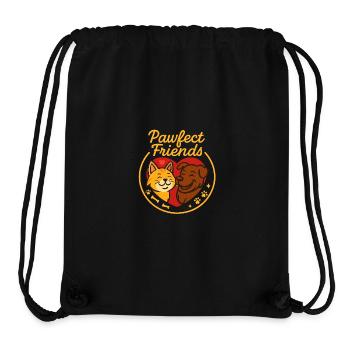 Motif de l’amitié entre chiens et chats - Sac à cordon recyclé Stanley/Stella - noir - Devant